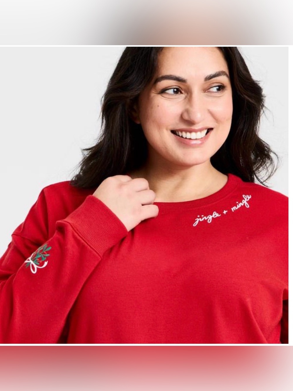 Ava & Viv Christmas Holiday Sweatshirt 4X Red French Terry Rib Knit NWT